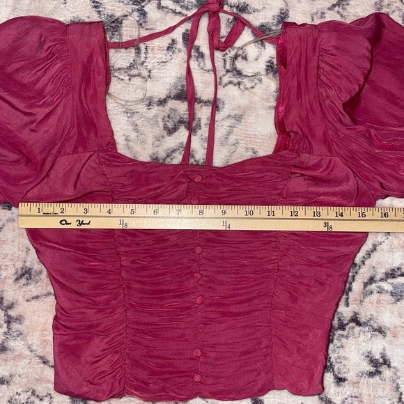 Do+Be Puff Sleeve Ruched Pink Top Size Small - Picture 3 of 7